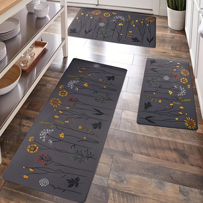 Premium Flannel Anti-Fatigue Kitchen Mat Non-Slip Waterproof Cushioned Floor Mat