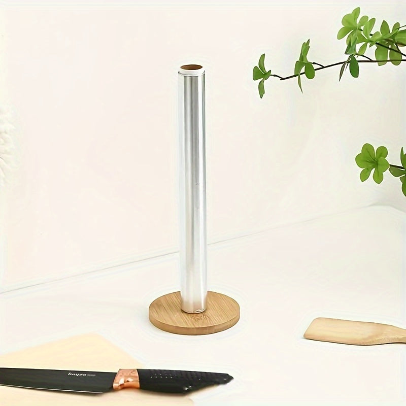 Bamboo Paper Towel Holder with Wooden Base Vertical Design for Kitchen Bathroom Bedroom