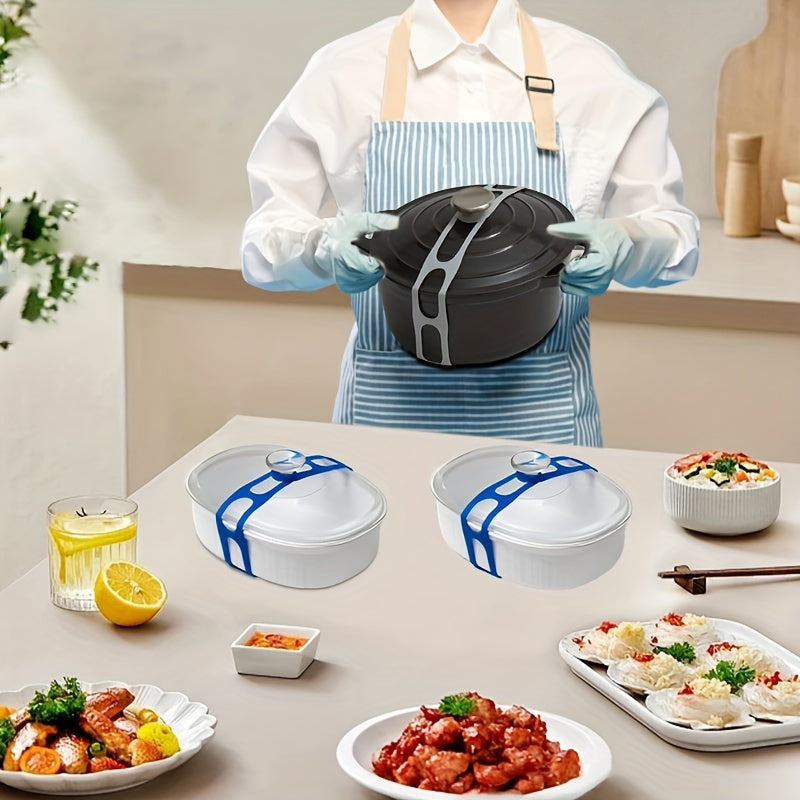 Ajustable agarrador de tapa de silicona, sellador a prueba de fugas, cubreollas gris azul