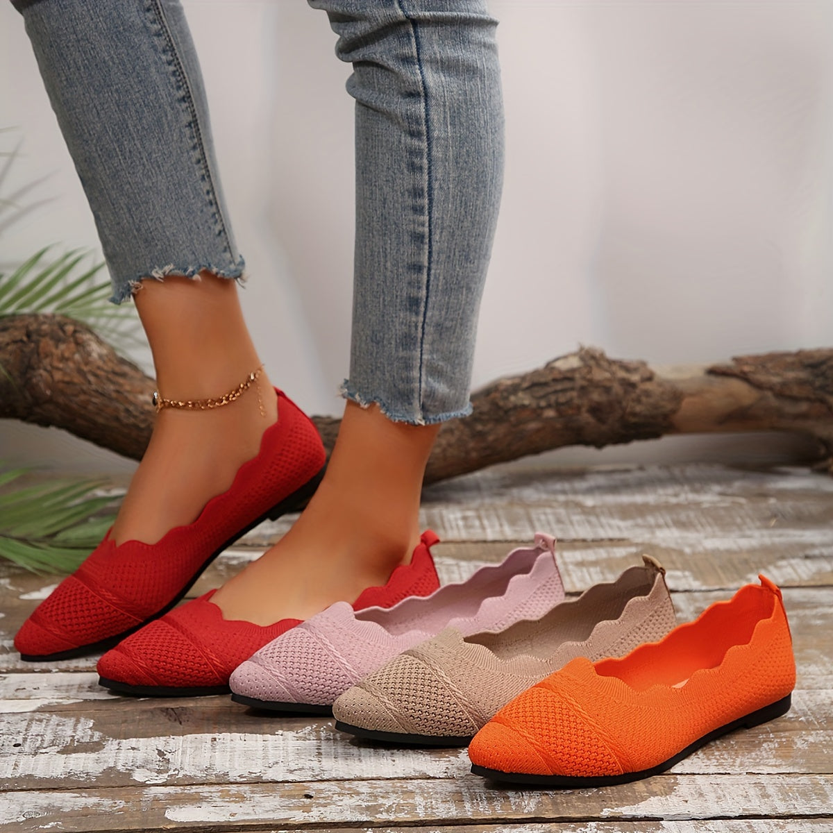 Women's Vintage Ballet Flats Breathable Fabric Comfortable Stylish