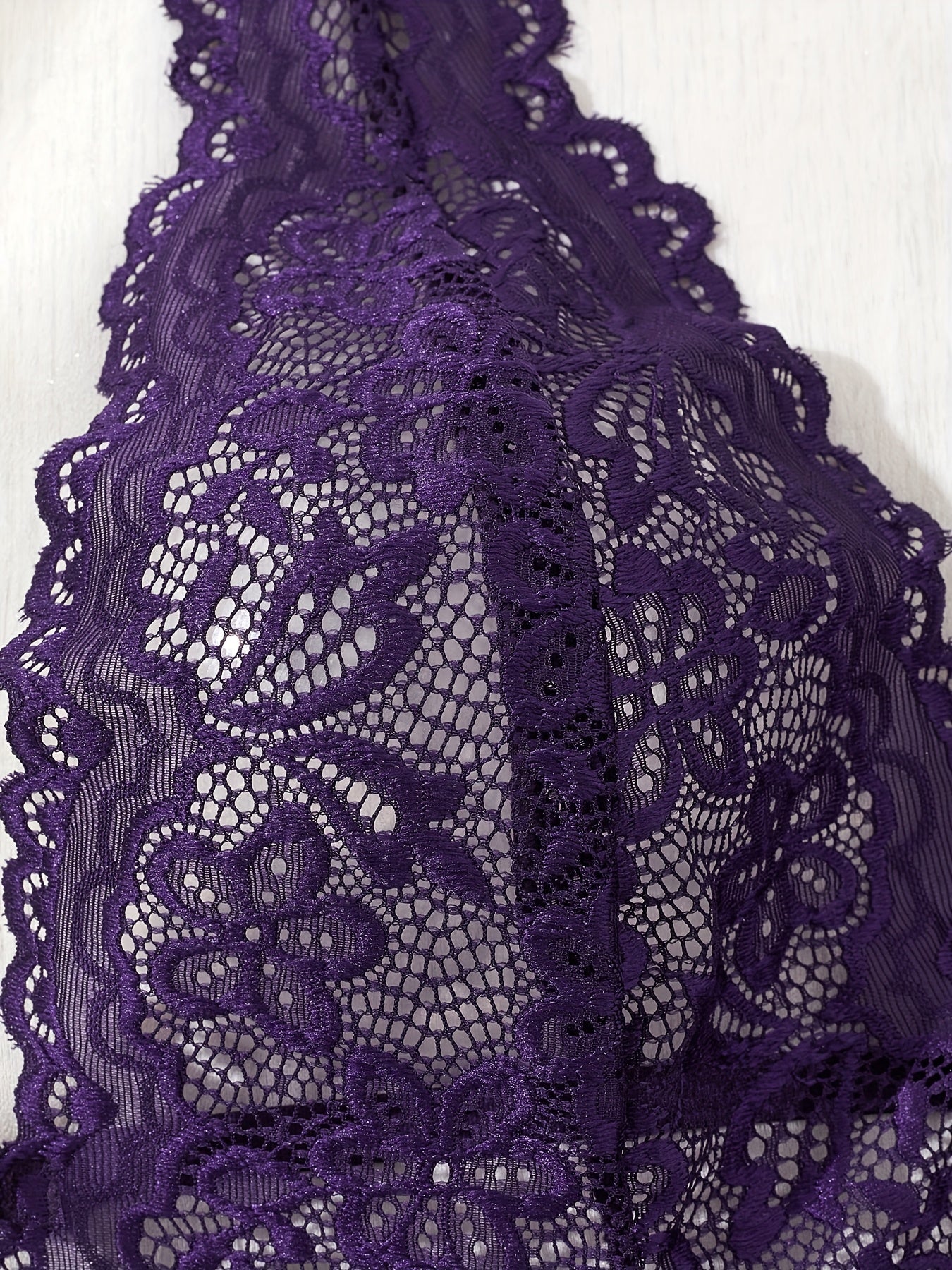 Женский комплект пижамы из фиолетового кружева и сетки, прозрачное белье