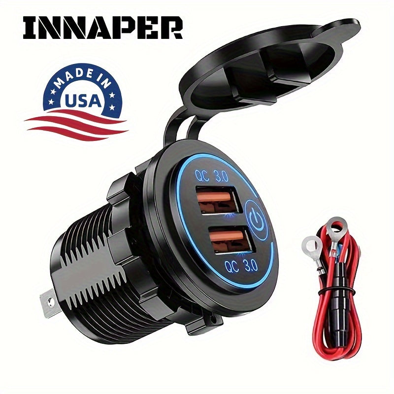 Fast Car Charger Socket Dual USB Ports Quick Charge 3.0 5.6-32V Power Outlet