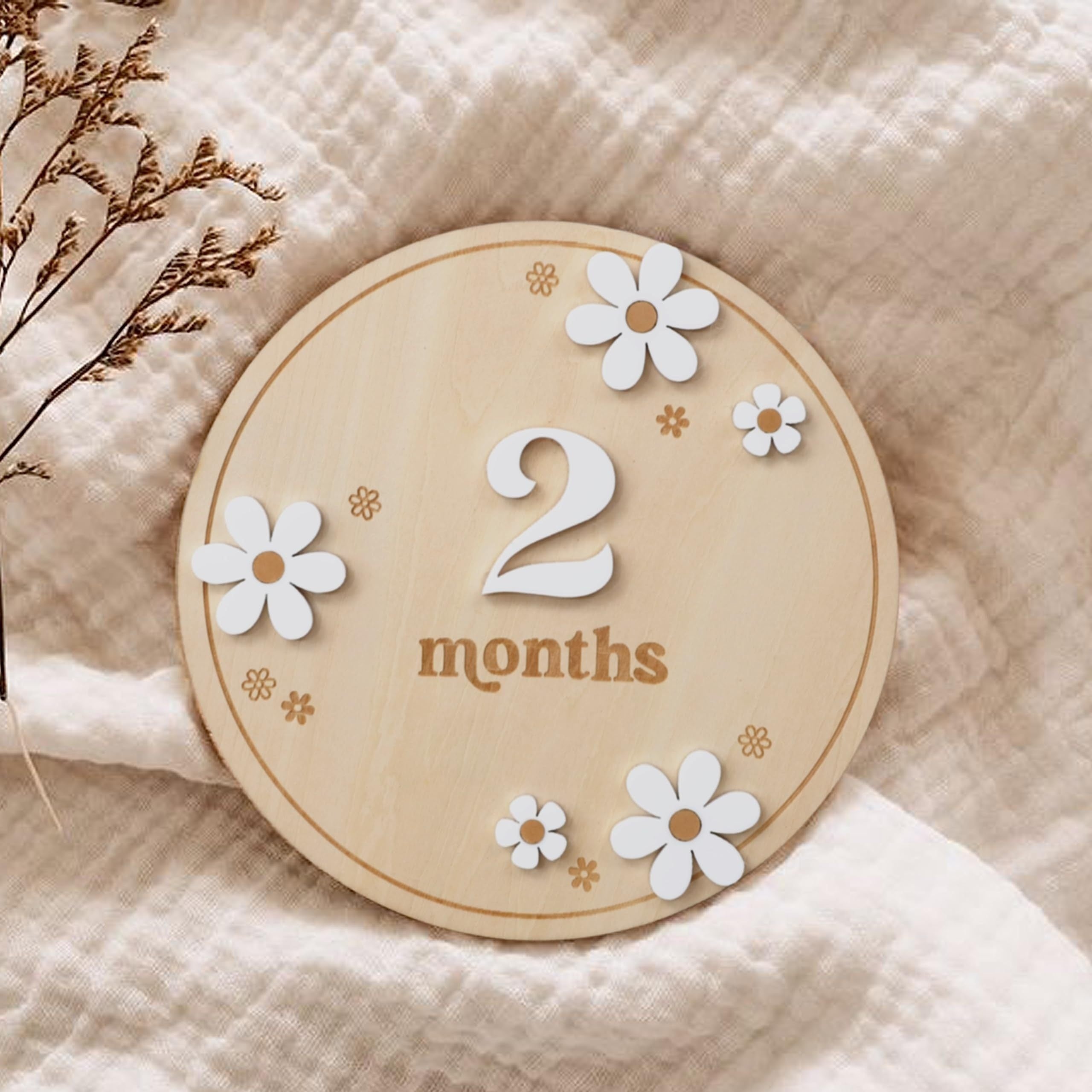 Wooden Milestone Cards Set for Baby First Year Growth Tracking
