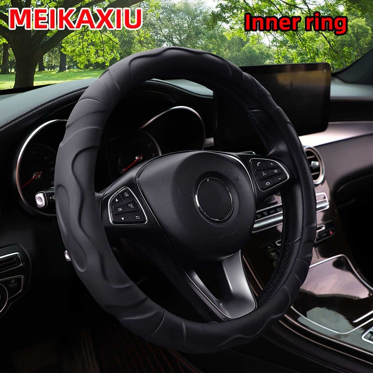 Universal Faux Lambskin Steering Wheel Cover 36-38cm Enhanced Grip Comfort