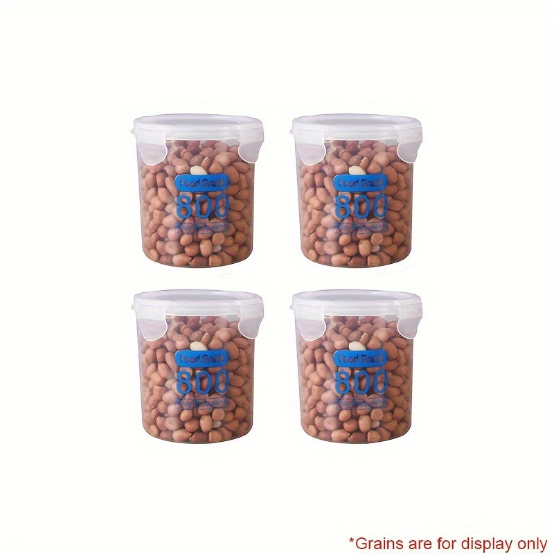 Set of 4 Clear Plastic Airtight Food Storage Containers with Lids for Cereal Rice Pasta Flour Sugar