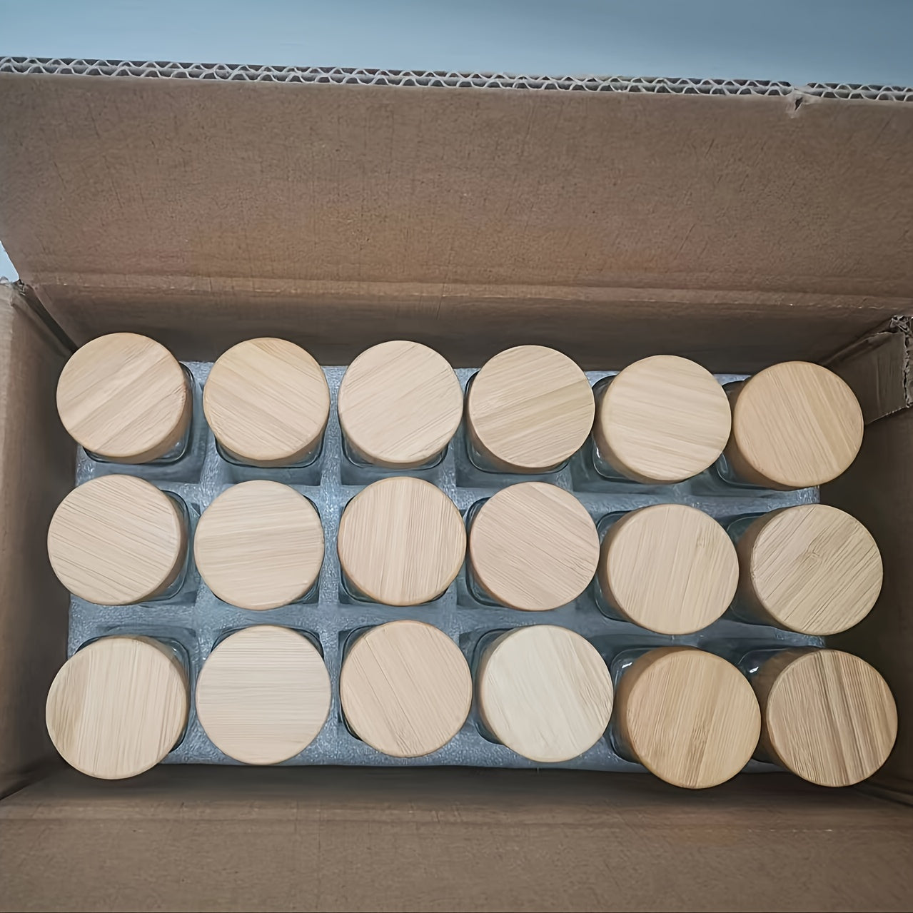 18Pcs or 24Pcs Square Glass Spice Jar Set with Bamboo or Aluminum Lids 120ml