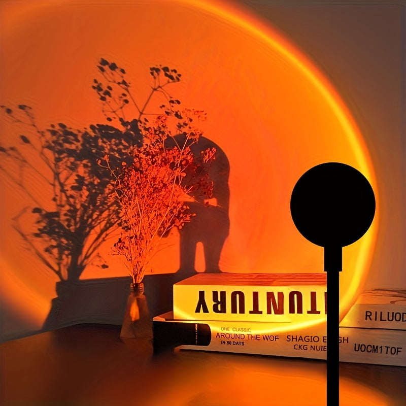LED Sunset Lamp Projecting Rainbow Colors for Bedroom and Party Lighting 18.5cm Energy Efficient Modern Design