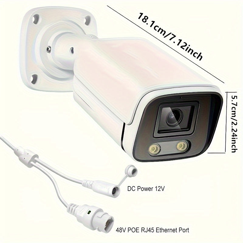 6MP Outdoor POE IP Security Camera Full-Color Night Vision Human Detection Wide-Angle 1440p Surveillance