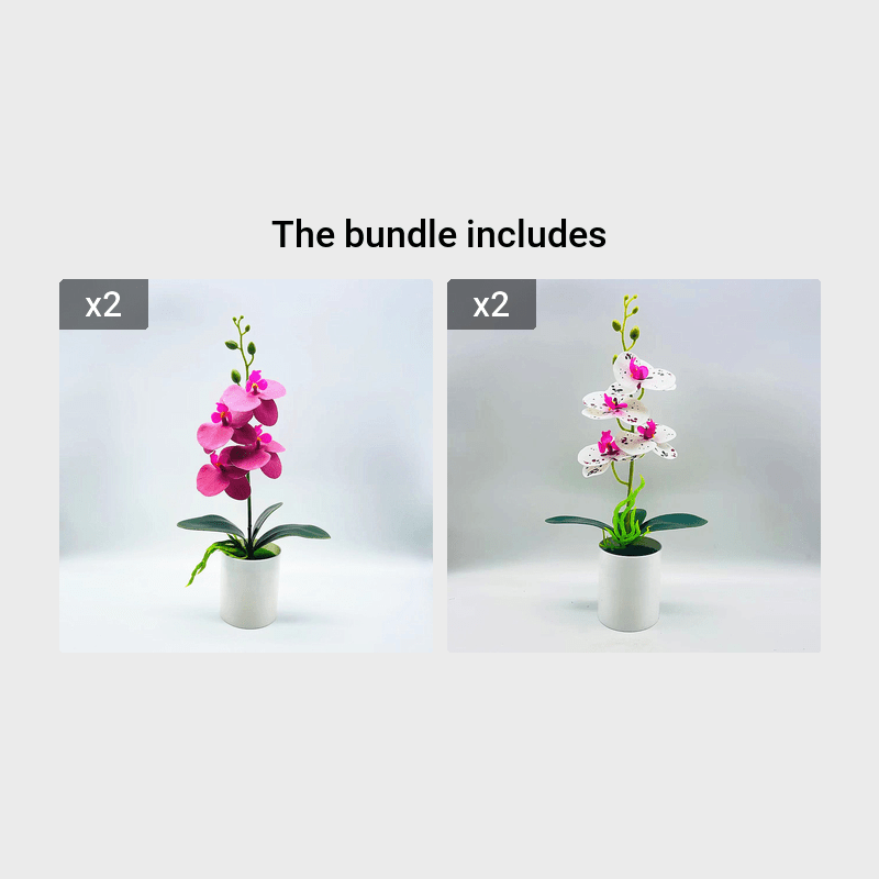 Artificial Flowers Real Touch Phalaenopsis Orchids in Vase for Home Office Decor