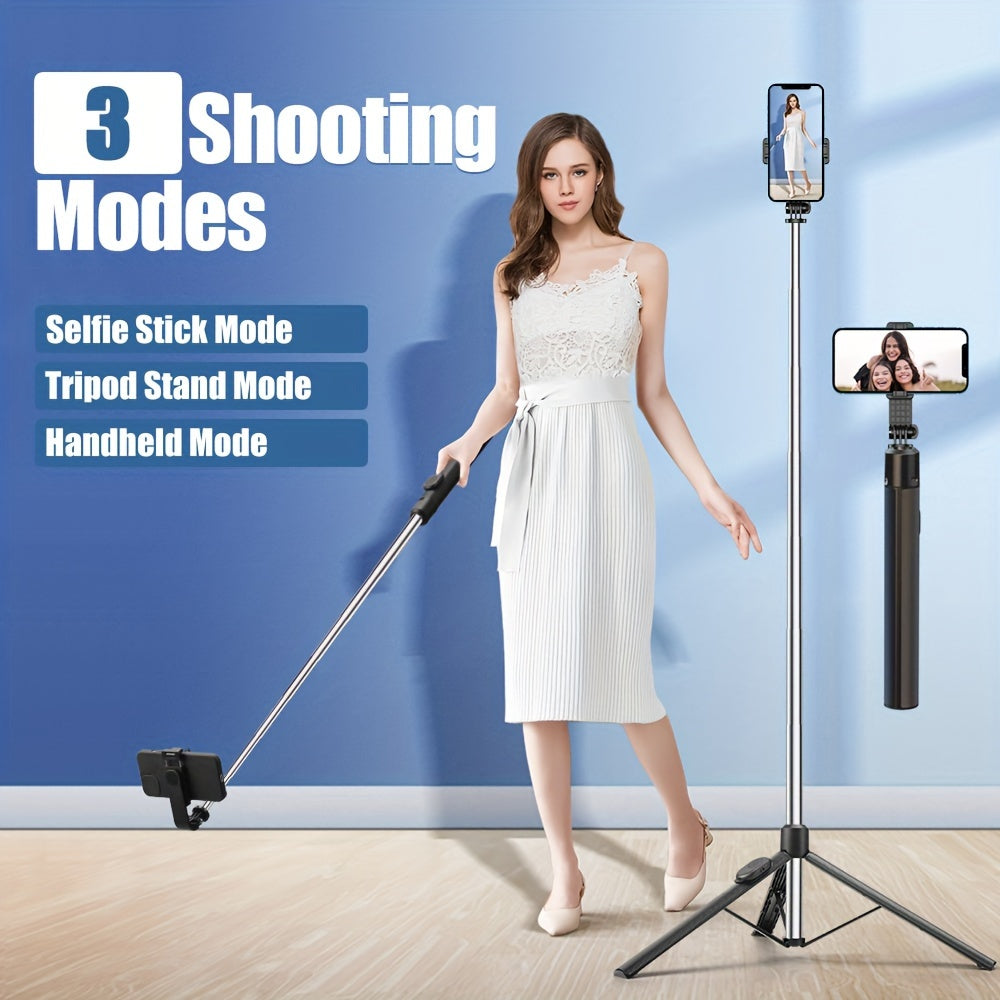 Selfie Stick Tripod with Wireless Remote Extends to 177.8 cm for Cell Phones and Smartphones