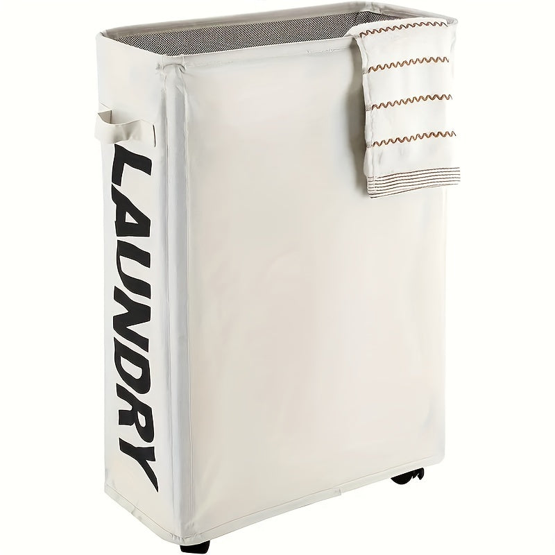 Cesta de ropa sucia con ruedas, diseño plegable y tapa de malla 55,88cm