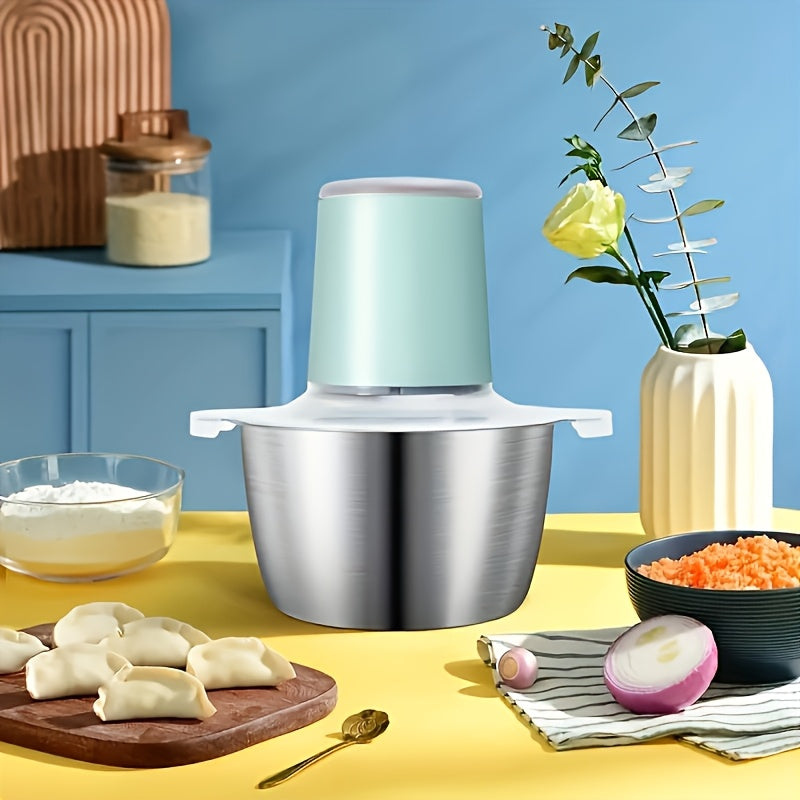 Procesador de alimentos de acero inoxidable de 8 tazas con cuchillas, carga USB, batería recargable