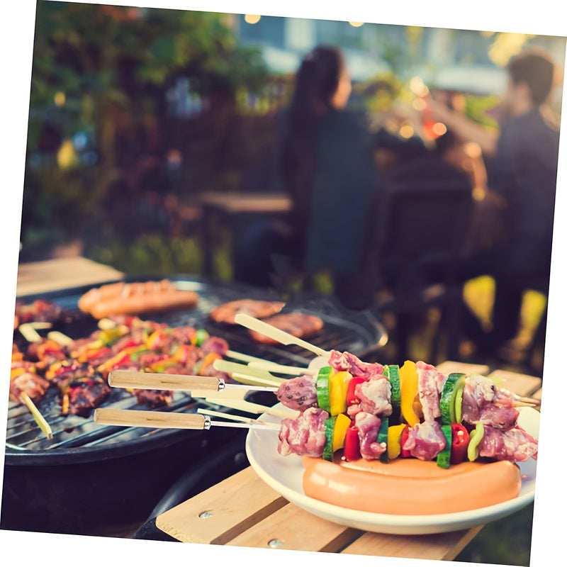 Barbekyu shishlari - Yog'li shishlar, yog'och tutqichlar bilan, dumaloq va zanglamaydigan po'latdan yasalgan barbekyu ignalari, sirpanmaydigan, issiqqa chidamli va qayta ishlatiladigan.