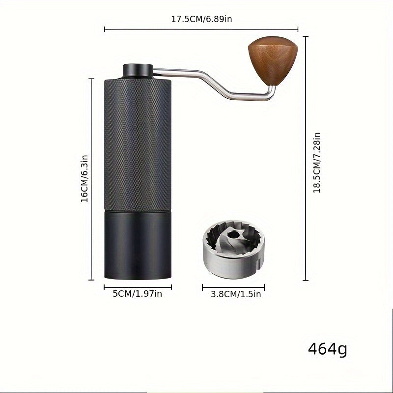 Manual Coffee Grinder Steel Burr Black Wood Handle for Espresso Drip