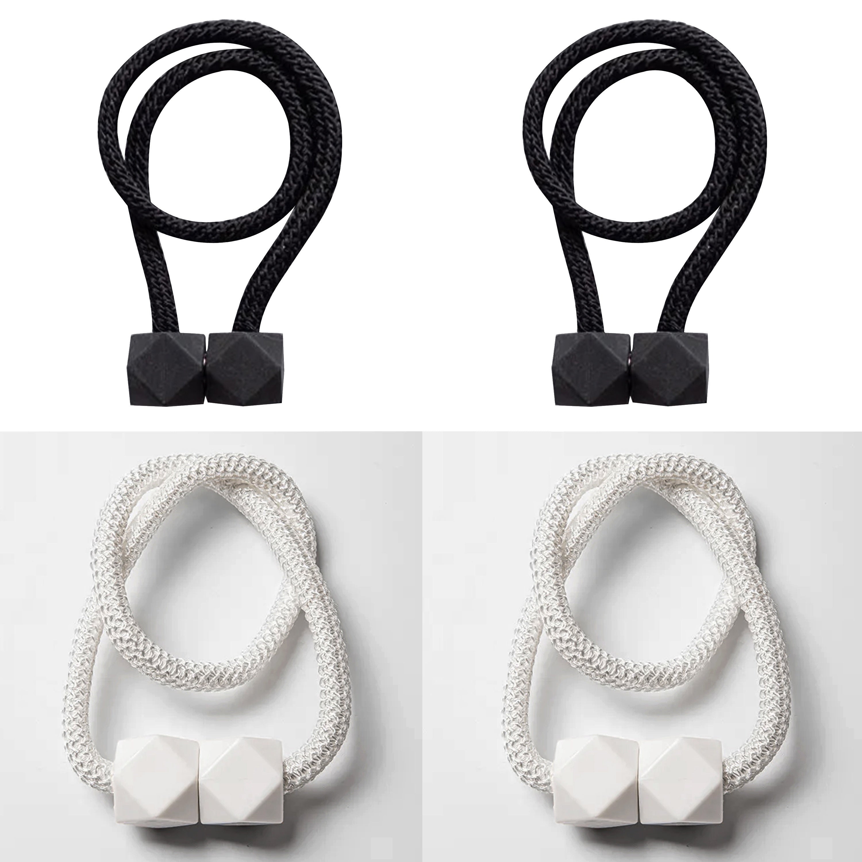 Cube Magnetic Curtain Tiebacks Set 4 Pieces Thick Rope Holdbacks for Bedroom Living Room