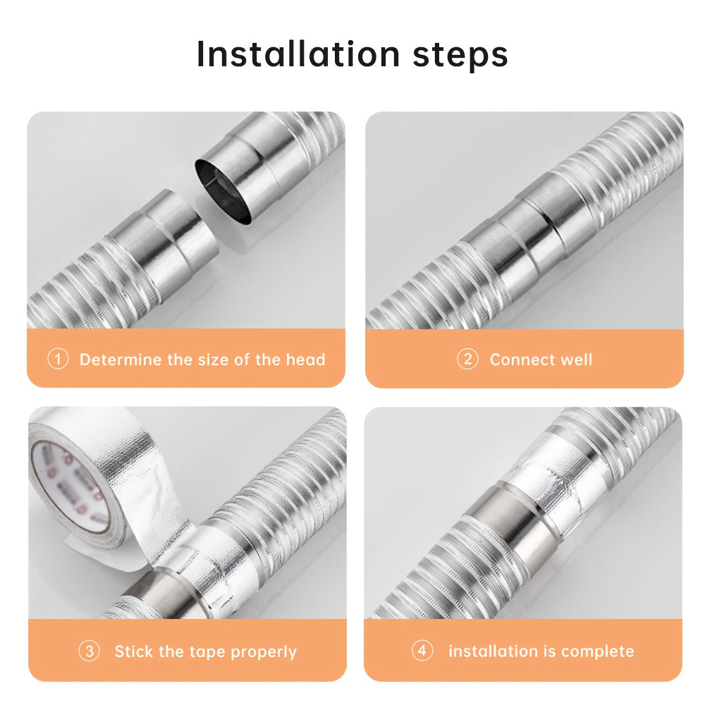 Aluminum Fireplace Chimney Pipe 149.86cm Flexible Ventilation Duct for Stove and Tent