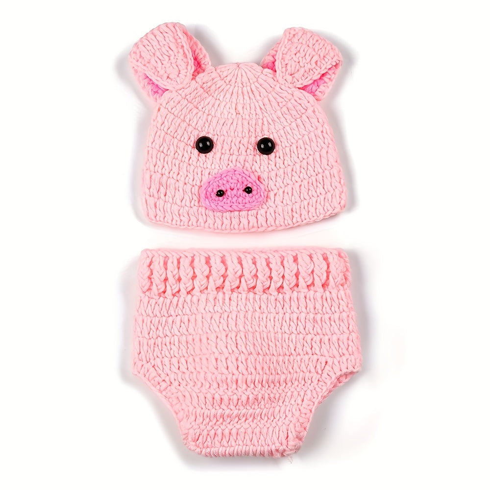 Accesorios para fotografía de bebés infantiles, sombrero de cerdito y pantalones cortos, conjunto de 2 piezas