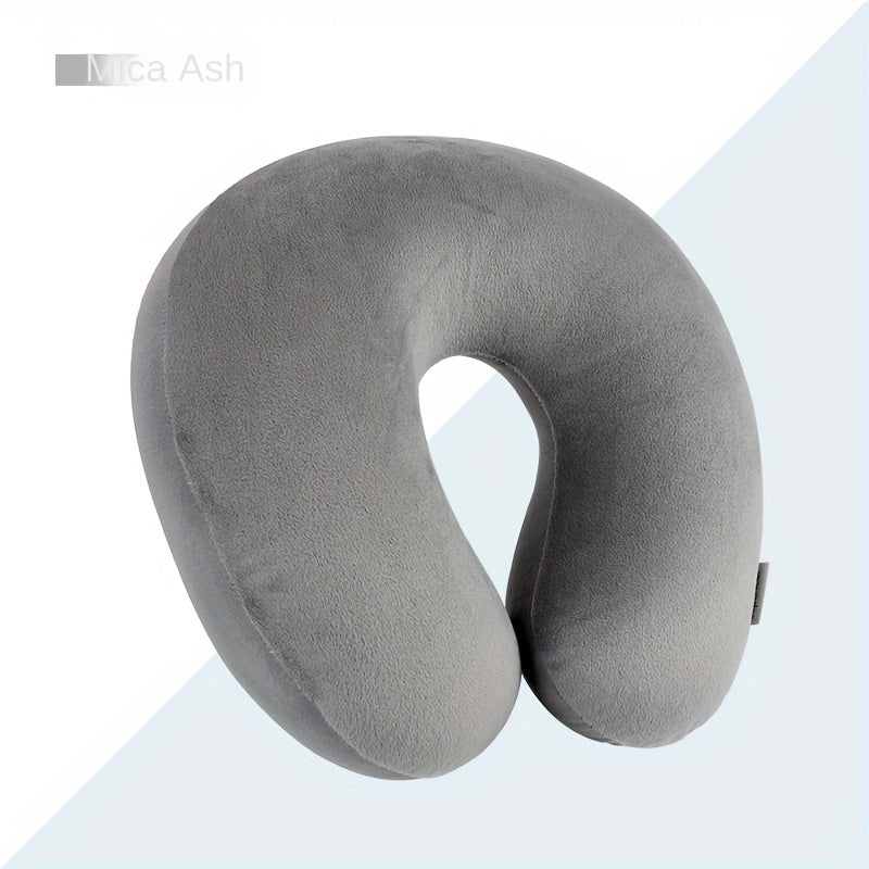 Grey Travel Neck Pillow U-Shaped Memory Foam Support for Office, Car, Airplane