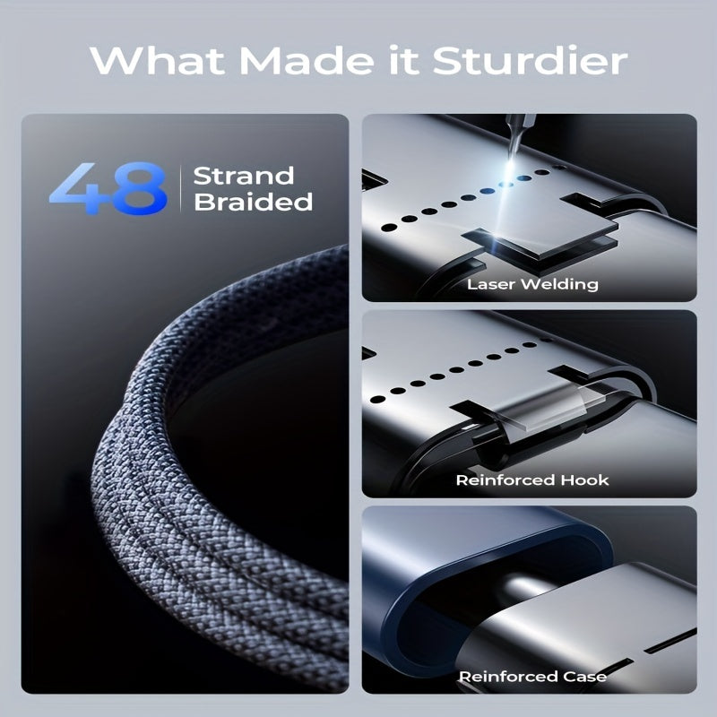 3-Pack USB C to C Cable 240W Fast Charging Nylon Glossy Finish Data Sync