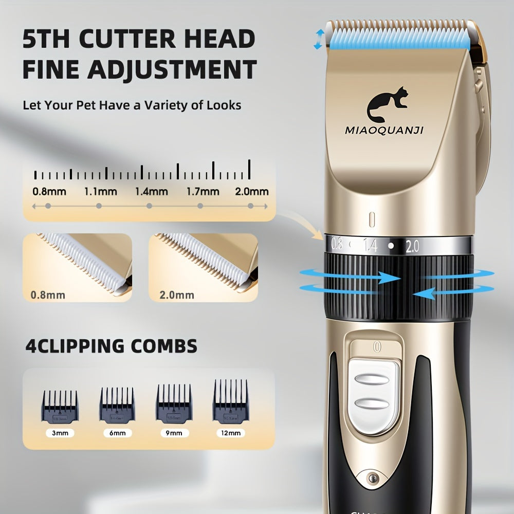 Rechargeable Pet Grooming Kit for Dogs and Cats Low Noise Clippers with Attachments LCD Display