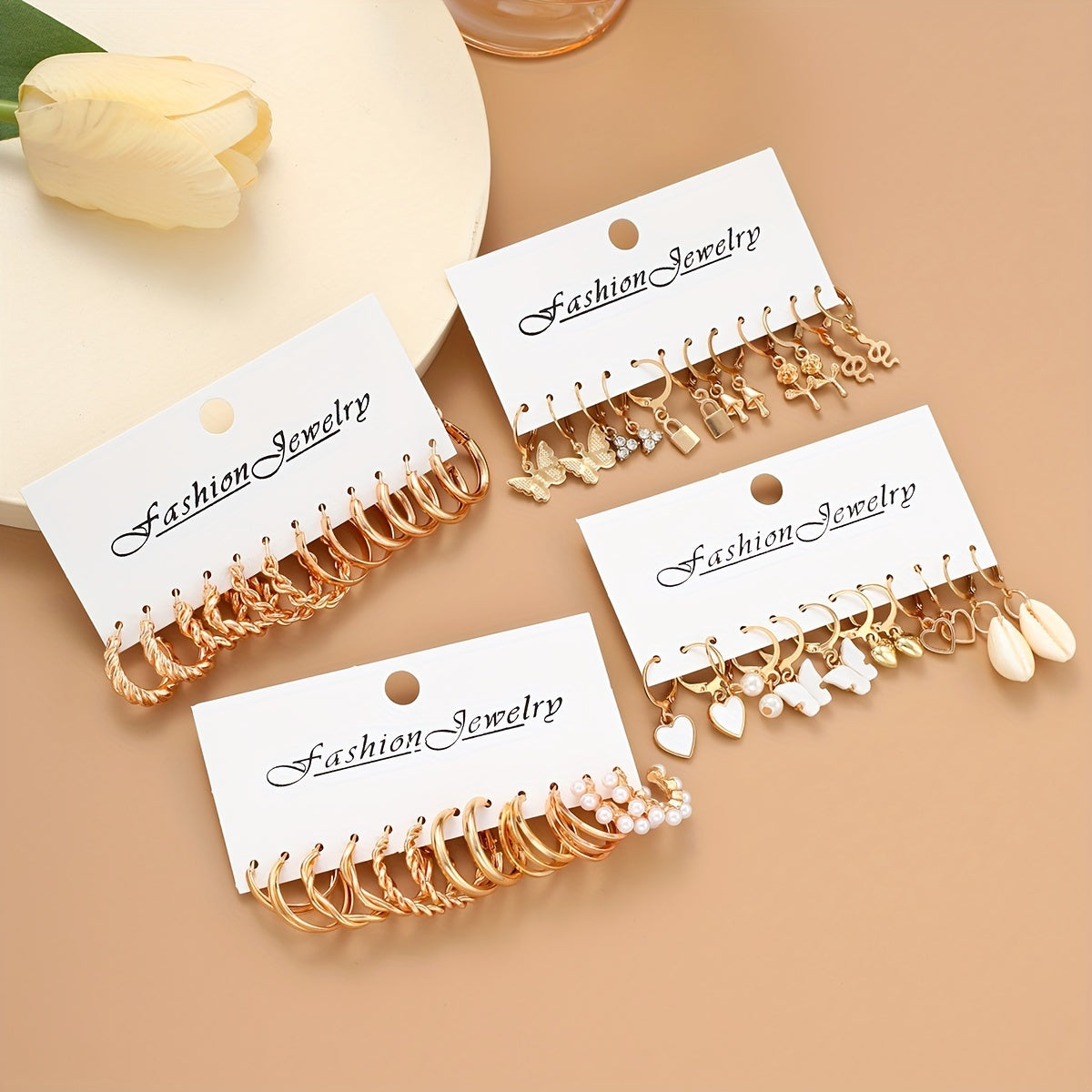 Women’s Jewelry Set 120 Pieces Earrings Rings Necklaces Heart Butterfly Geometric