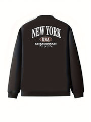 Plus Size Women's Casual Polyester Blend Jacket with Pockets and Zipper