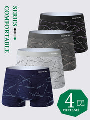 Men's 4-Pack Breathable Cotton-Polyester Boxer Briefs with Elastic Waistband
