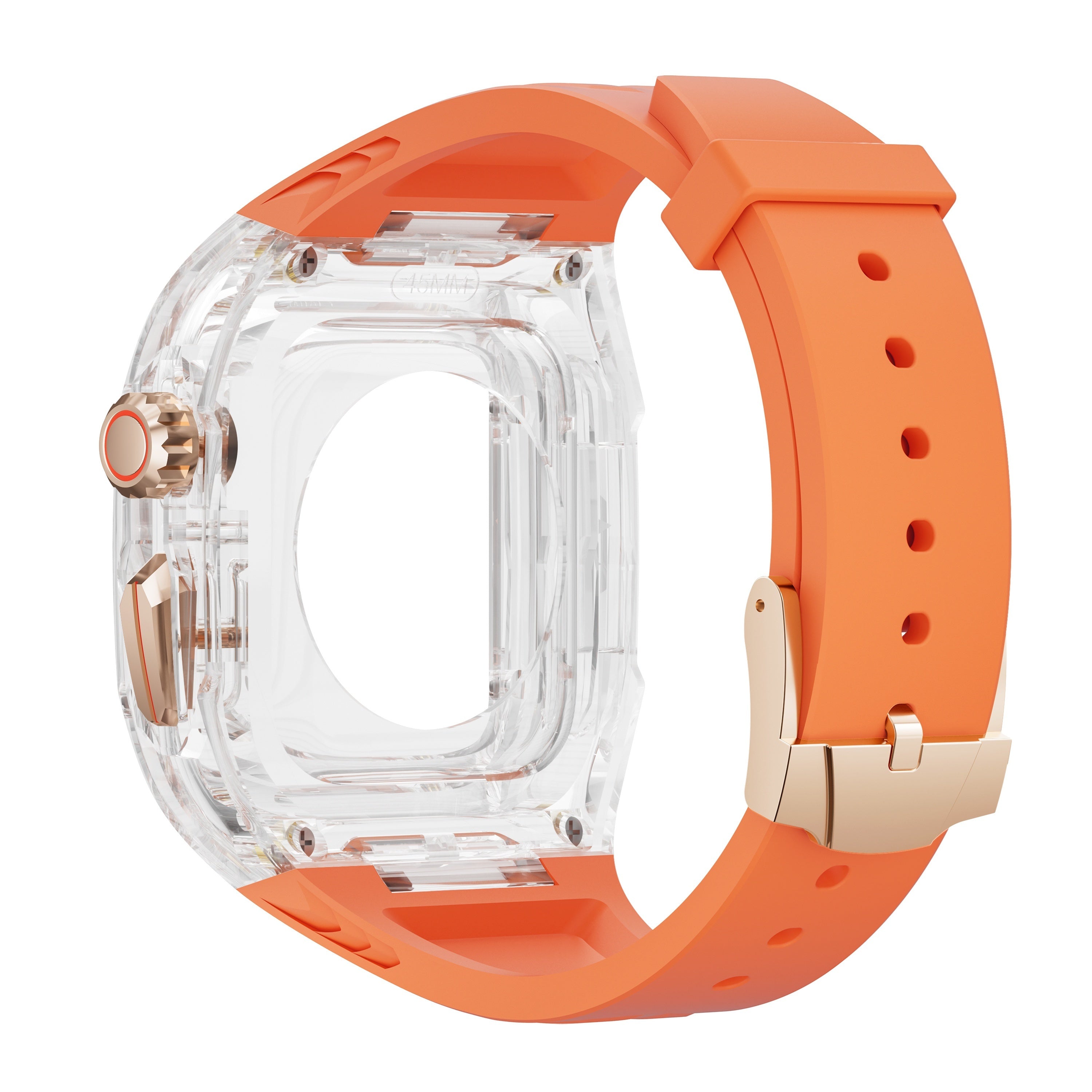 Smartwatch Band TPU Strap with Transparent PC Case for iWatch 9 8 7 6 5 4 SE 44mm 45mm Sport Business Banquet