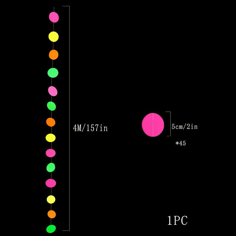 Fluorescent Paper Decorations with Star Discs Triangles and Pull Flowers for Parties