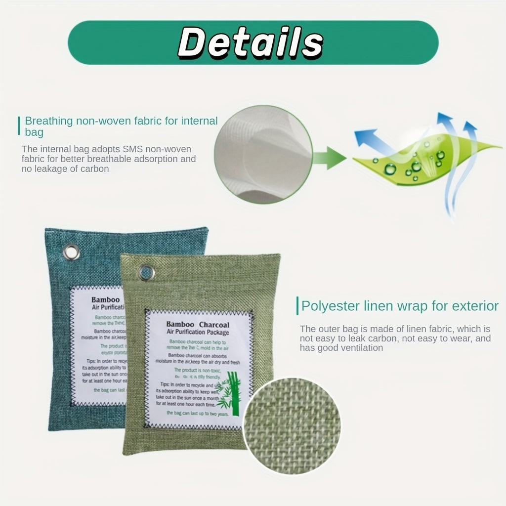 Bambuk ko'mir havoni tozalash sumkasi 4 ta paket 200g hidi yo'qotuvchi turli ranglarda