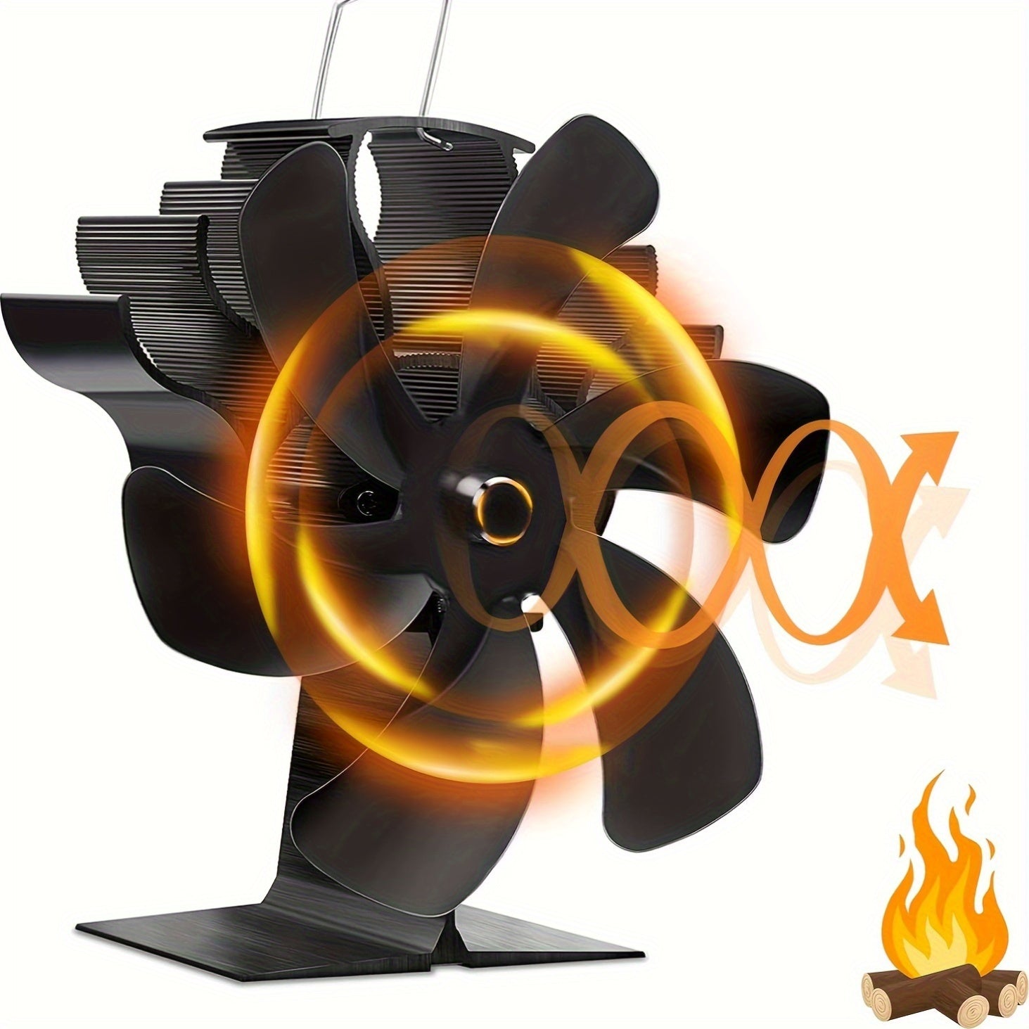 Eco-Friendly Fireplace Fan 6 Blades Hand-Cranked Aluminum High-Speed Air Circulation