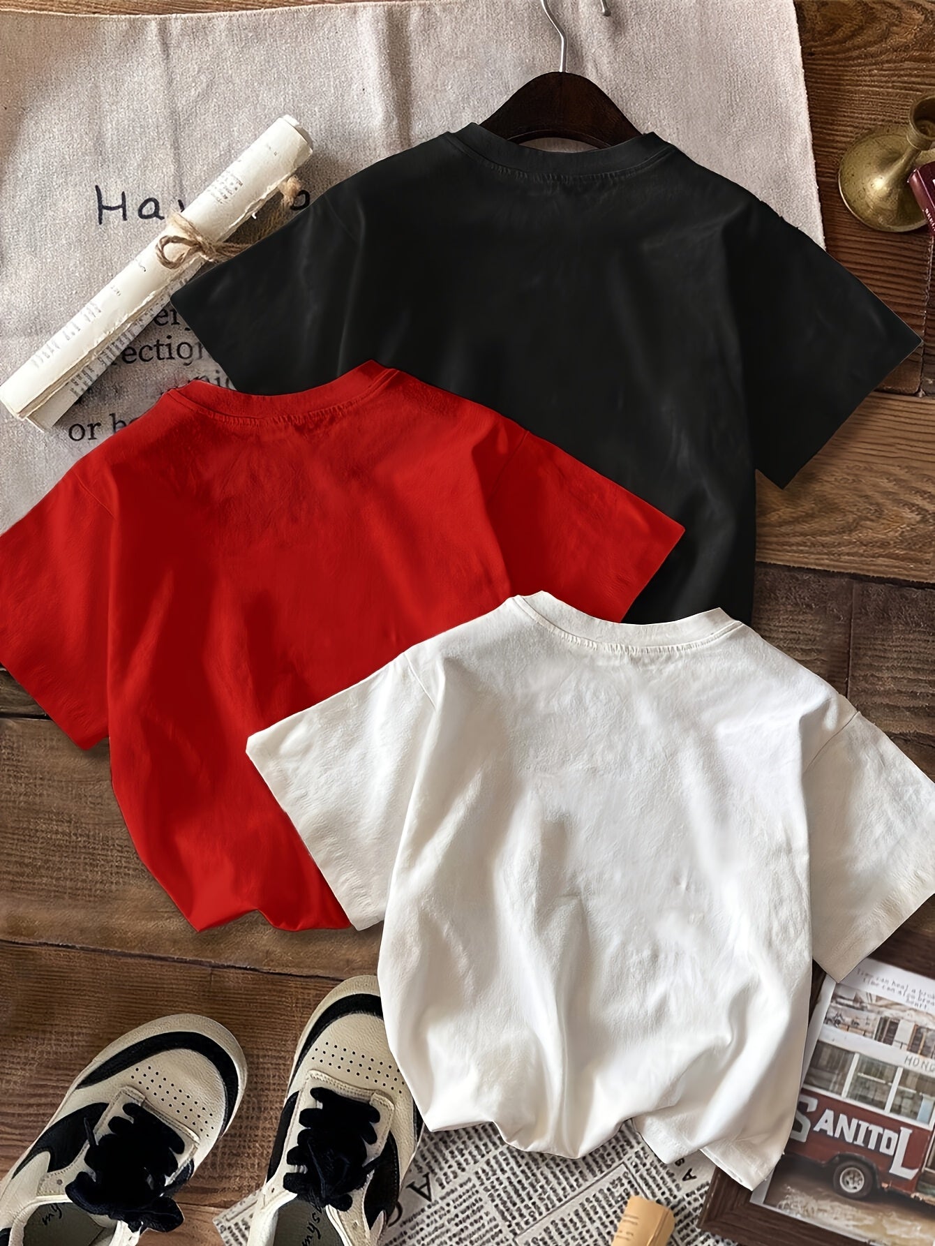 3-Piece Vintage American English Graphic Crop Top T-Shirts for Women Summer Casual