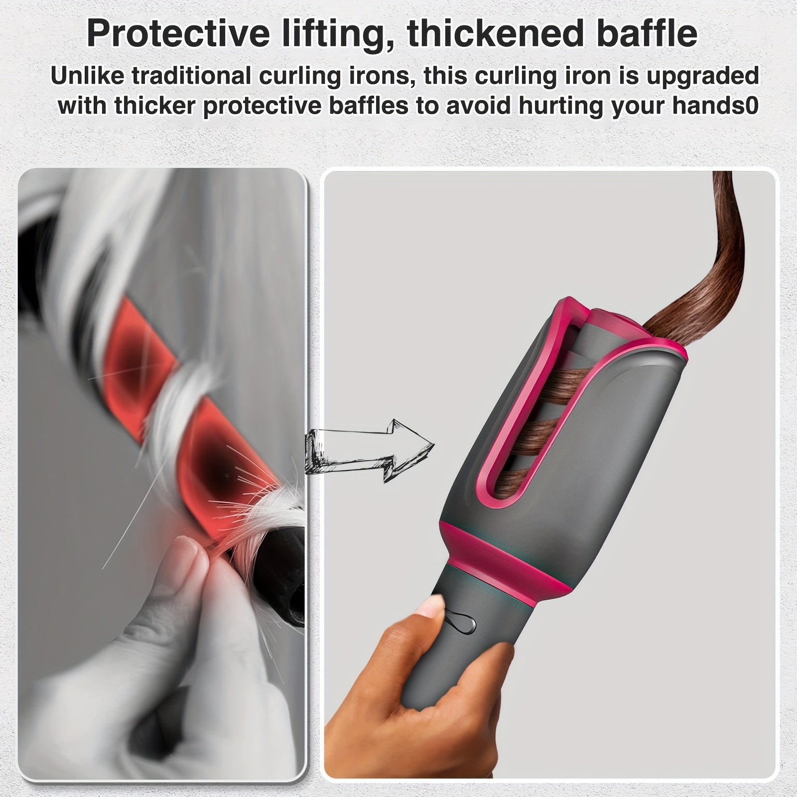 Rizador de cabello automático de 32mm con tecnología de iones negativos, 3 configuraciones de temperatura y temporizador