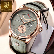 Casual Luminous Quartz Watch for Men and Women Waterproof with Calendar and PU Leather Strap