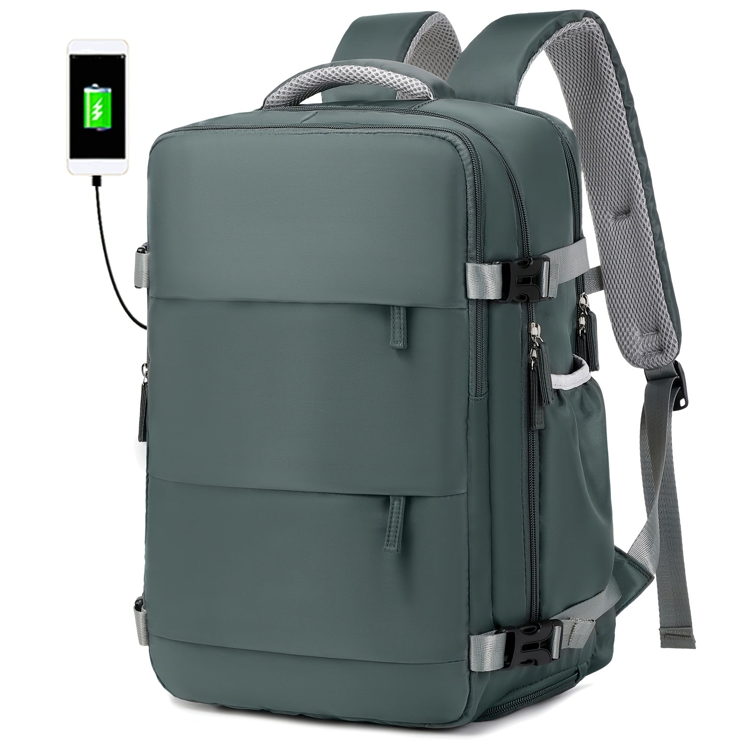 Women's Travel Backpack with Shoe Compartment Laptop Sleeve USB Charging Port and Adjustable Straps