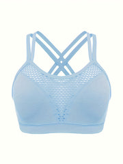 Women Seamless Sports Bras Pack Breathable Mesh Double Straps Removable Pads
