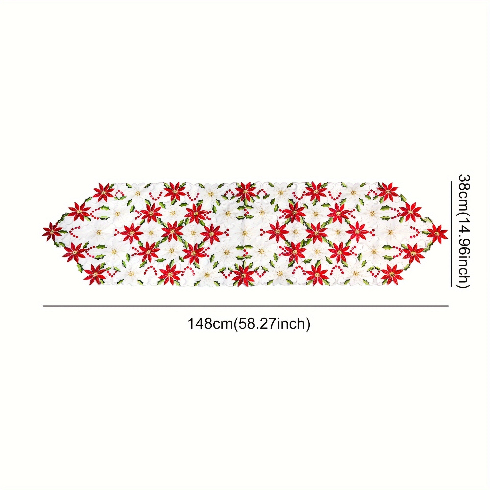 Christmas Printed Tablecloths and Embroidered Table Runners Set for Party and Picnic 28x43cm 38x176cm 38x220cm