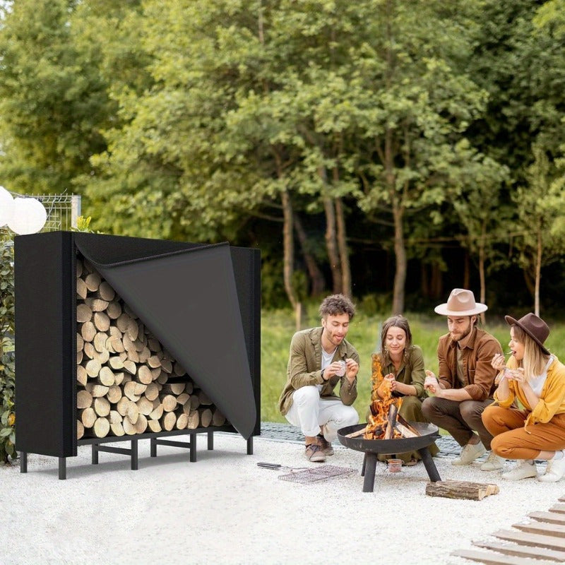 Waterproof Firewood Cover with Lid and Tote Bag for Outdoor Fire Pits and Storage