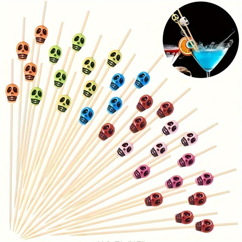 Halloween Skull Cocktail Picks for Party Decorations and Appetizers Set of 50