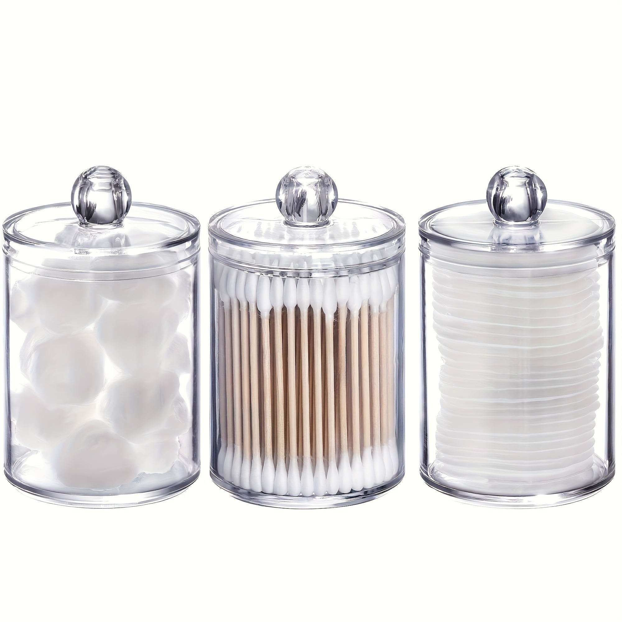 Clear Acrylic Storage Jar for Swabs Floss Powder Puffs and Beauty Eggs