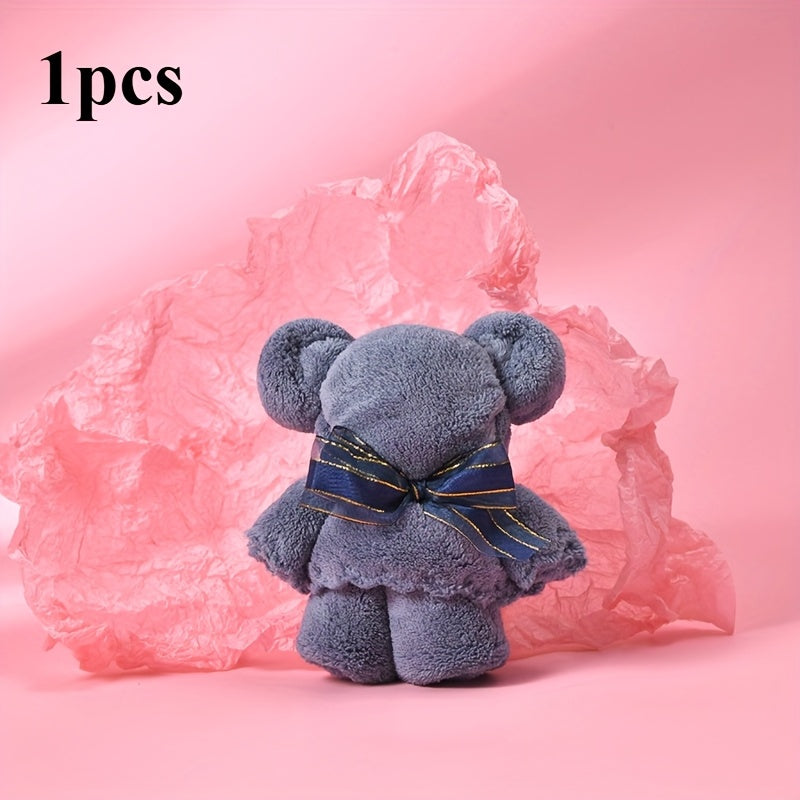 Cute Bear Hand Towel Soft Absorbent Polyester Blend 310gsm Gift for Festivals