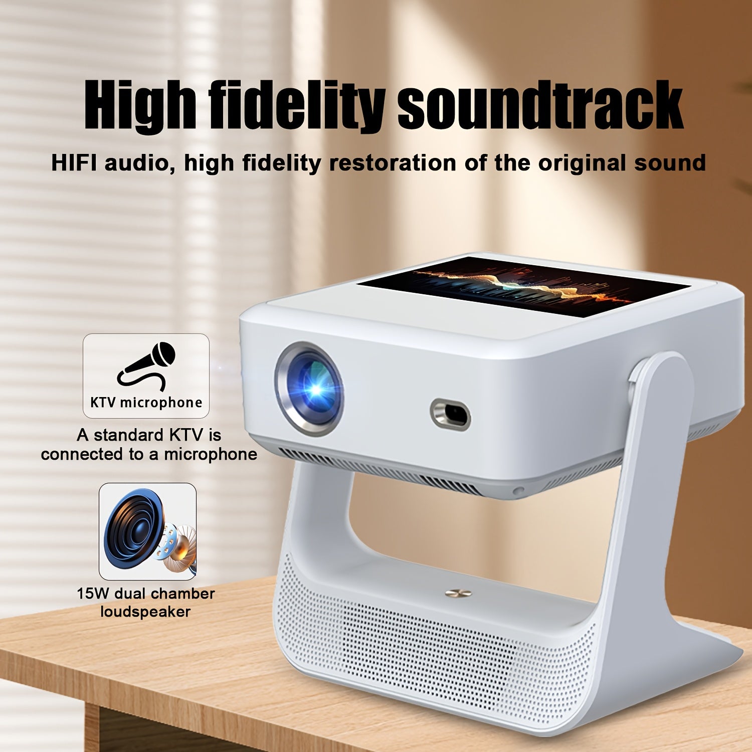 Proyector portátil Full HD 1080P con enfoque automático compatible con Wi-Fi para oficina en casa