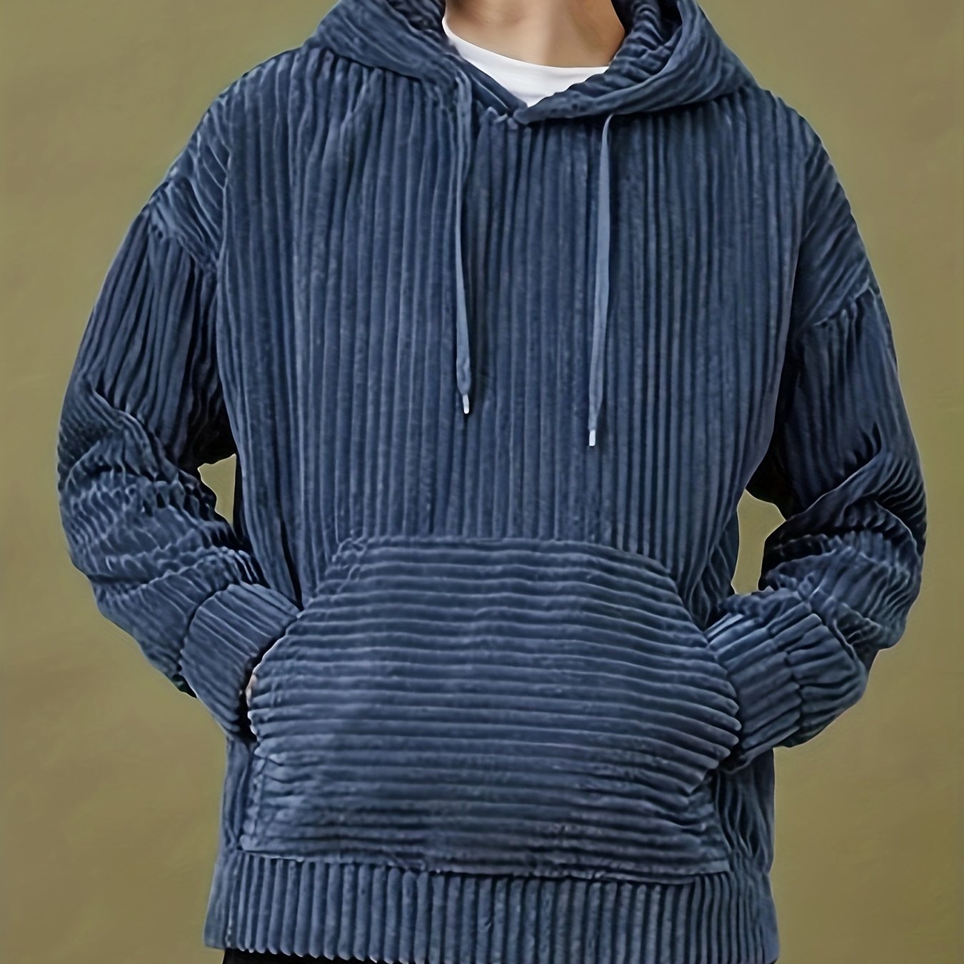 Plus Size Men's Oversized Solid Textured Hoodie for Autumn Winter