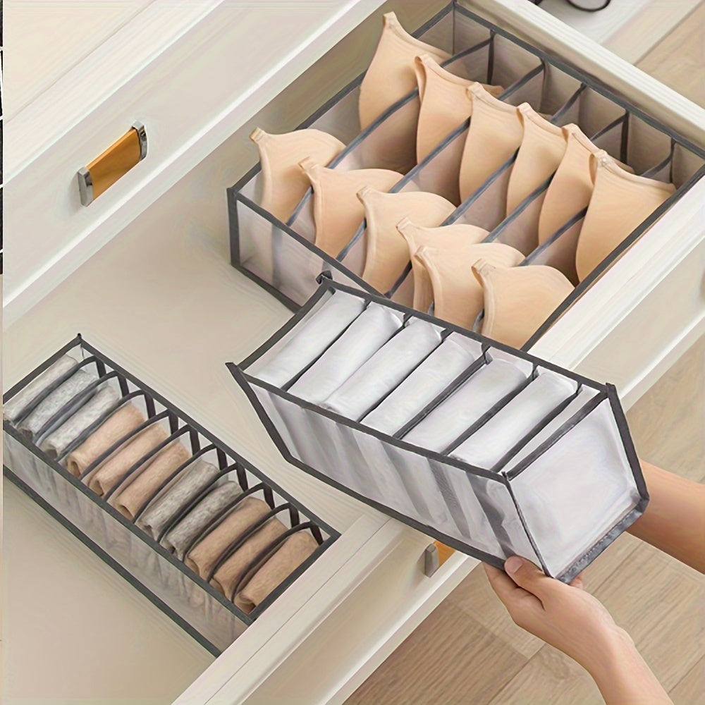 Juego de 3 bolsas de tela para almacenamiento de ropa interior y calcetines con organizadores de cajón plegables