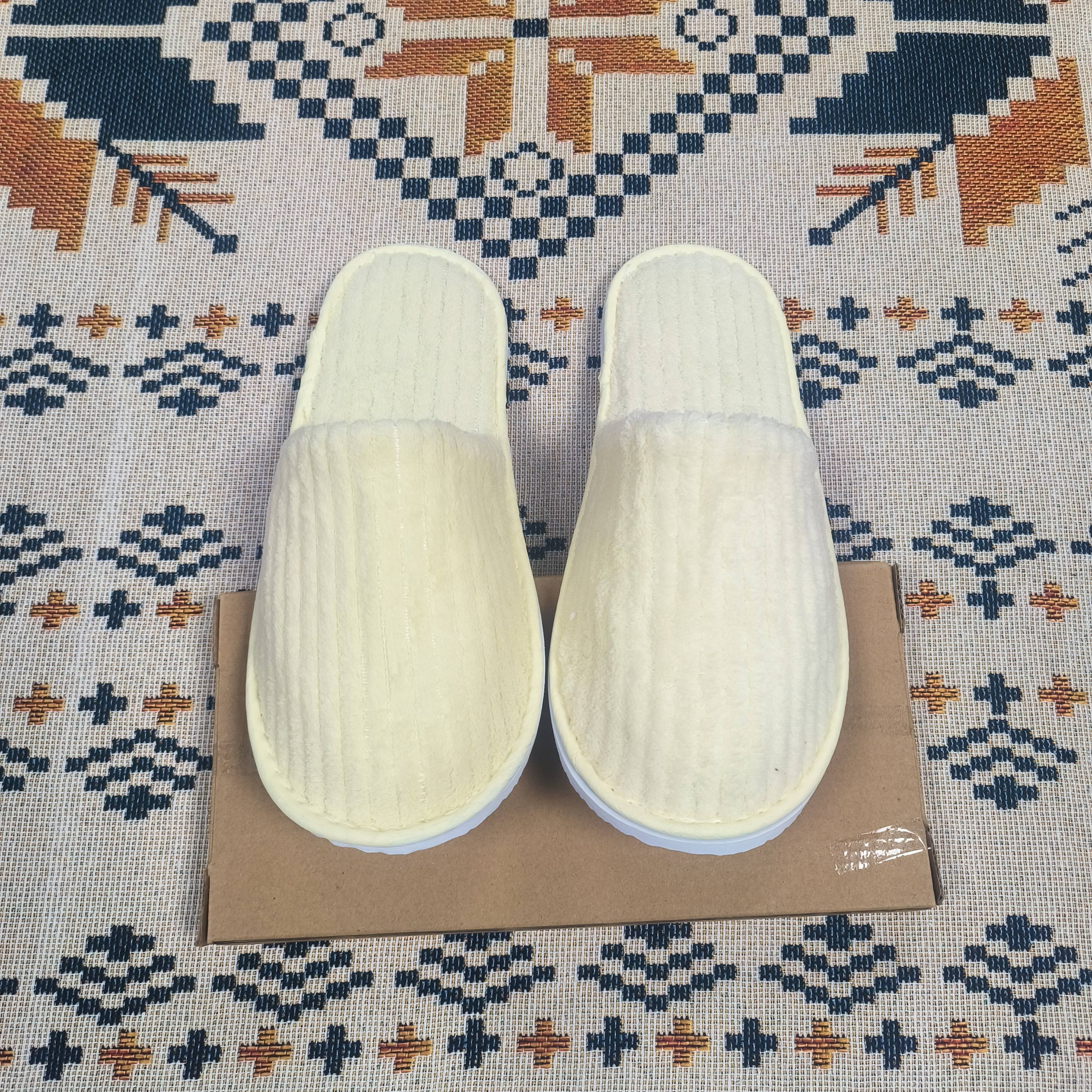 10 Pairs Unisex Striped Spa Slippers Soft Warm Non-Slip Hotel Travel