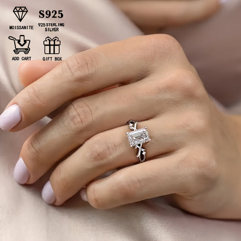 Sterling Silver Moissanite Ring for Women Thorn Branch Design Engagement Wedding Band