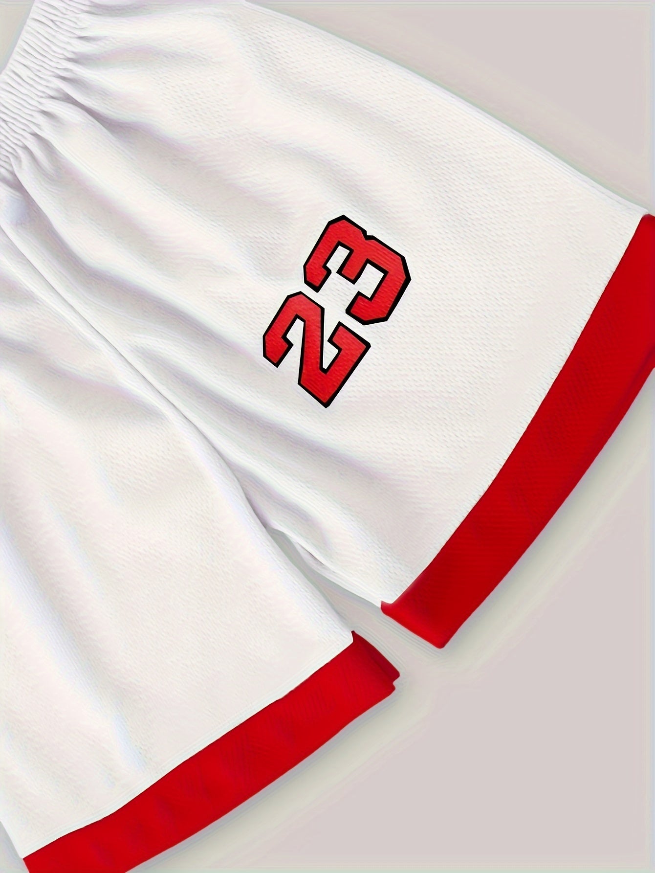 Youth Basketball Jersey and Shorts Set in Red and White 100% Polyester Sleeveless Sports Outfit