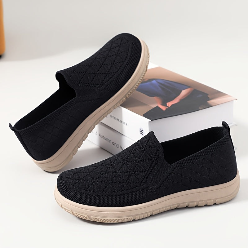 Women's Knit Slip-On Sneakers Breathable Casual Flats for Walking