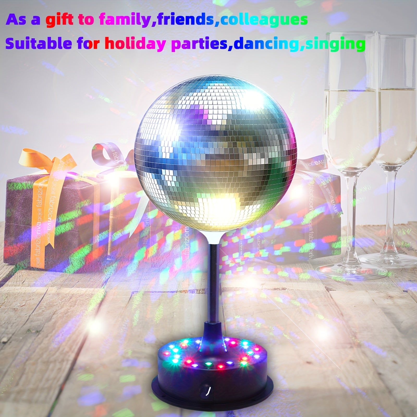 Disco Ball Light 6 Inch RGB LED with Adjustable Rotation for Parties and Home