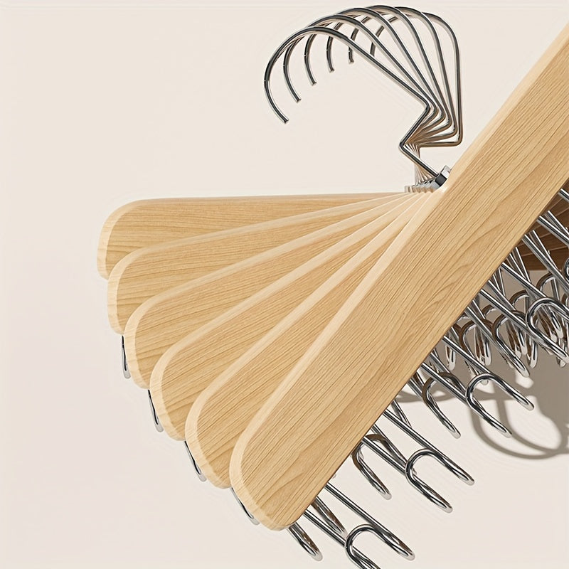 Wooden Hanger with 8 Hooks for Organizing Clothes and Accessories Space-Saving Drying Rack